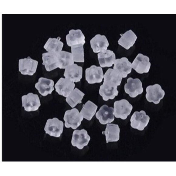 Clear Flower Plastic Earring Backs - Picture 1 of 1